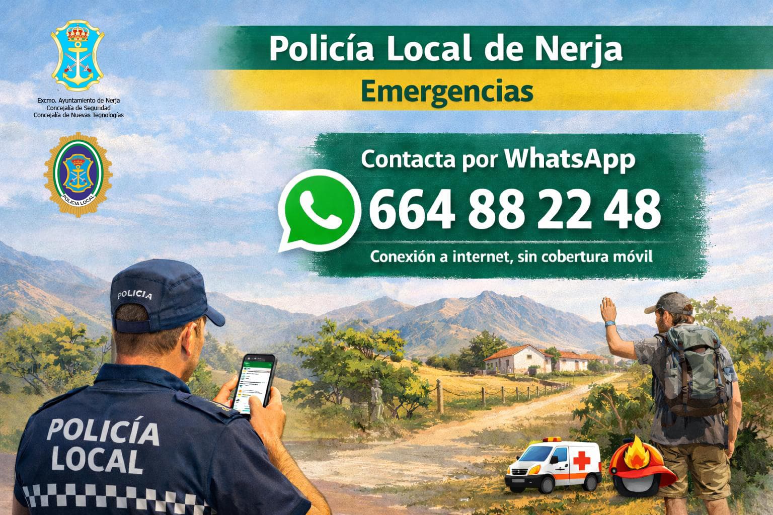 La Policía Local de Nerja habilita una línea de WhatsApp para emergencias