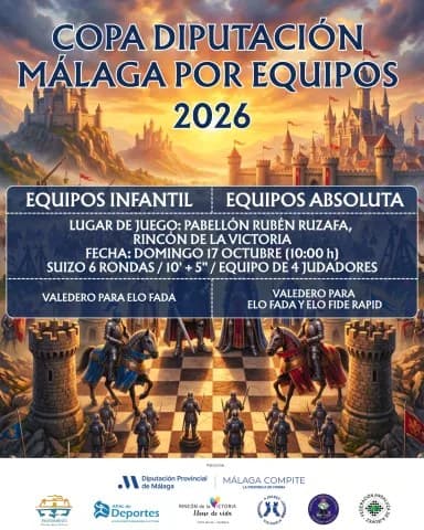Rincón de la Victoria acogerá la Copa Diputación de Málaga por Equipos 2026 de ajedrez
