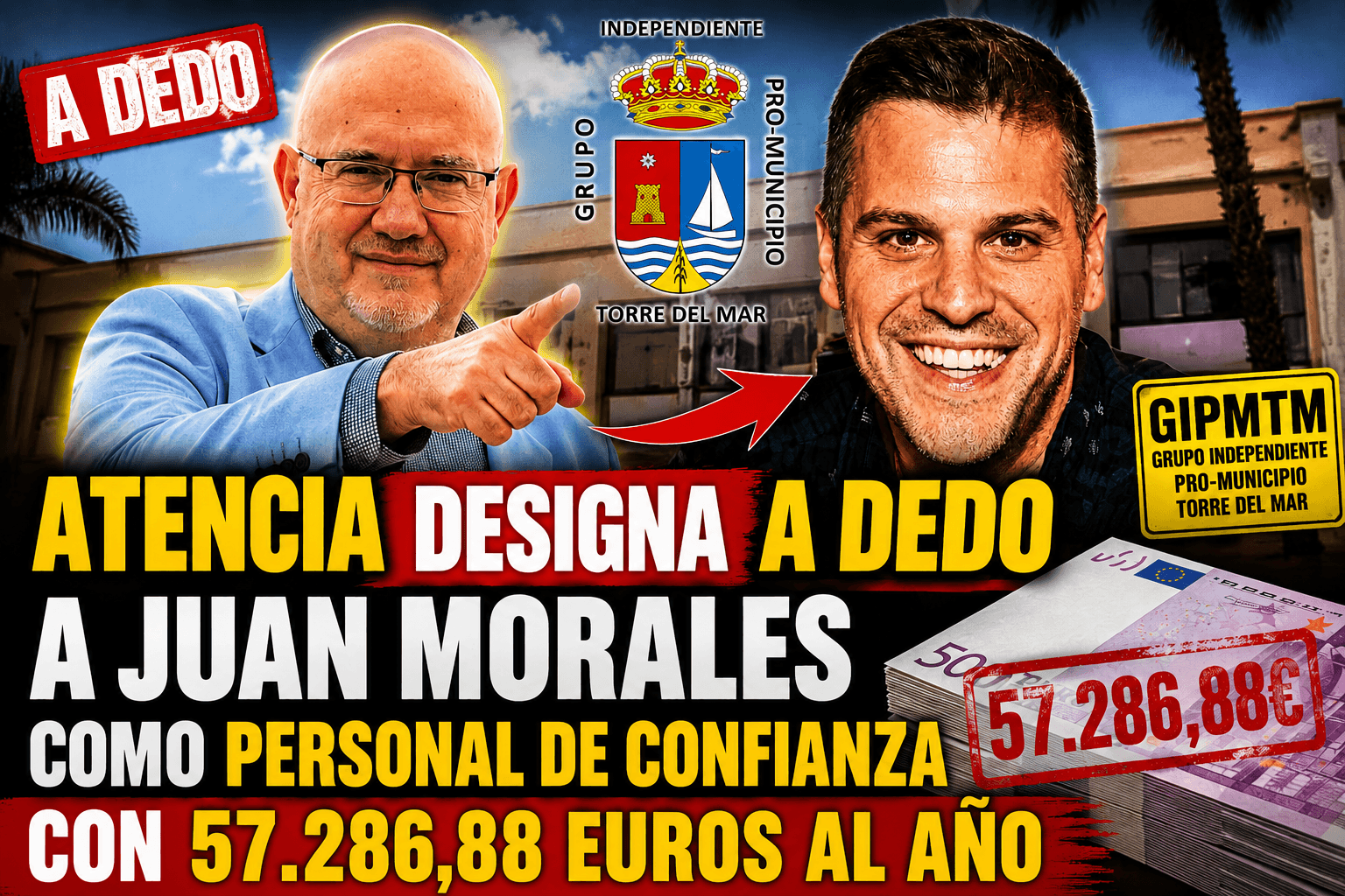 Atencia designa a dedo a Juan Morales como personal de confianza con 57.286,88 euros al año
