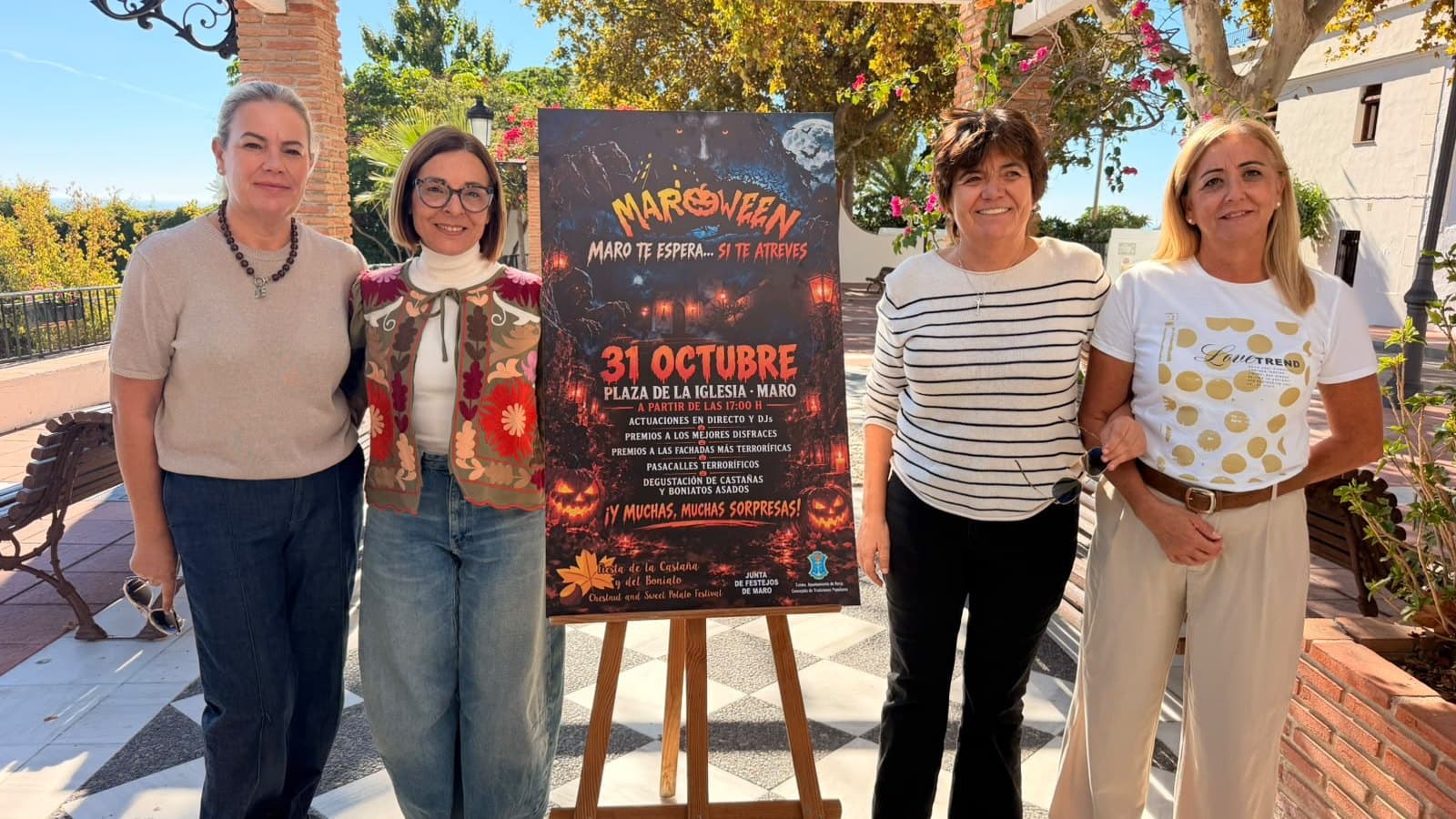 Presentación de Maroween 2026 en Maro, con el cartel de la fiesta en un caballete