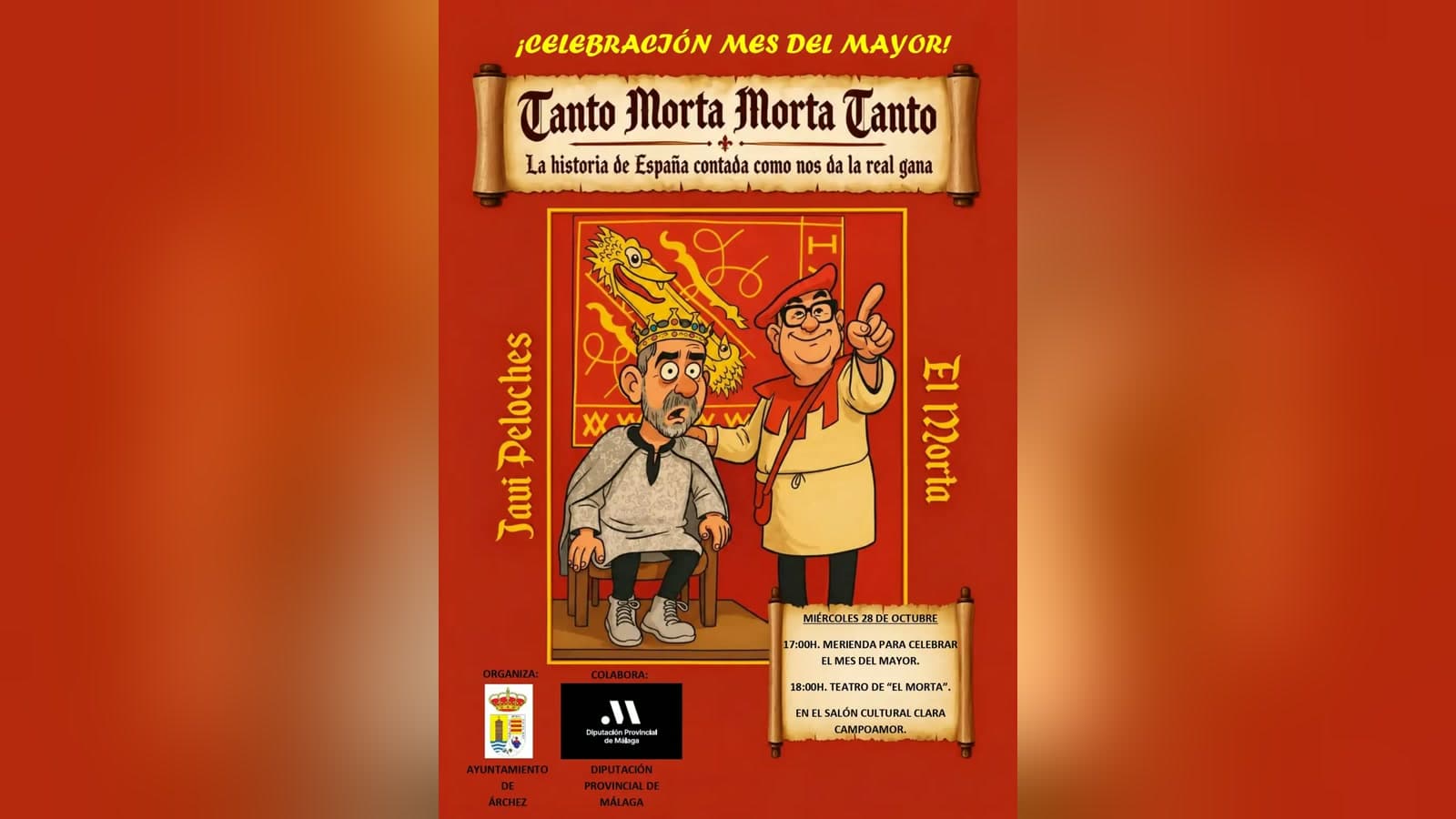 Cartel de la celebración del Mes del Mayor en Árchez con la obra «Tanto Morta Morta Tanto»