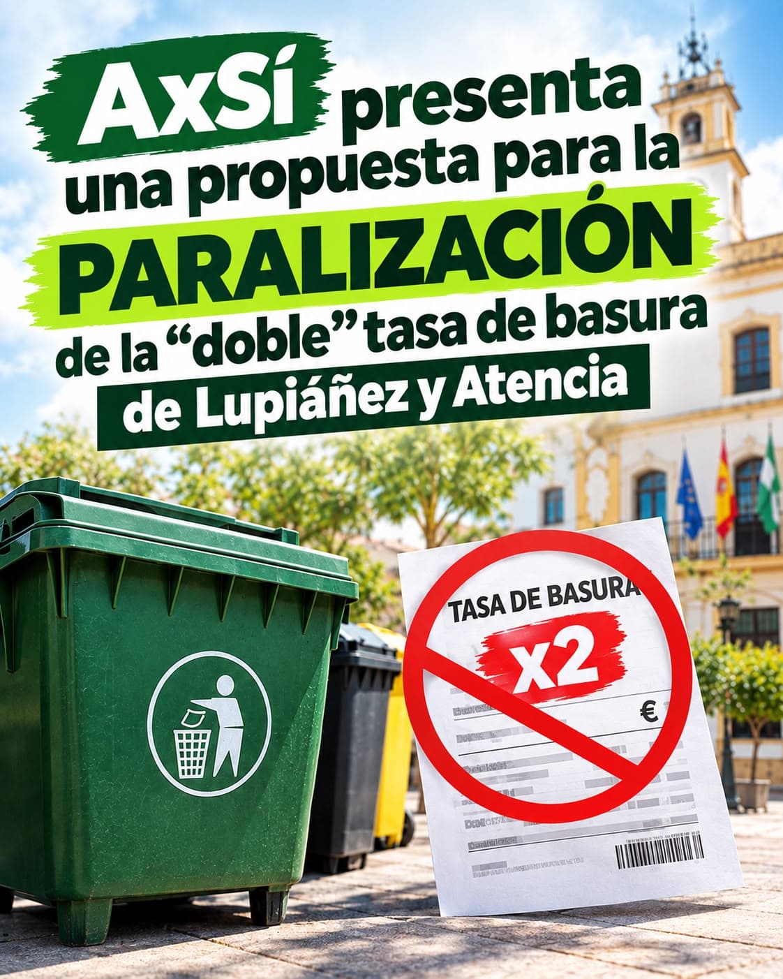 El pleno de Vélez-Málaga debatirá la propuesta de AxSí para la paralización de la “doble” tasa de basura